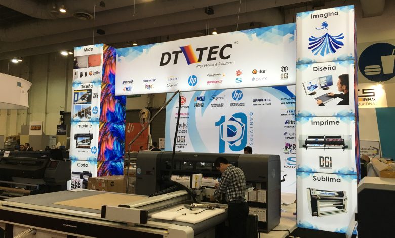 This exhibit, for an exhibitor at FESPA Mexico, features effective use of backlit fabric graphics. (Image courtesy of Beaver Paper & Graphic Media, Inc.)